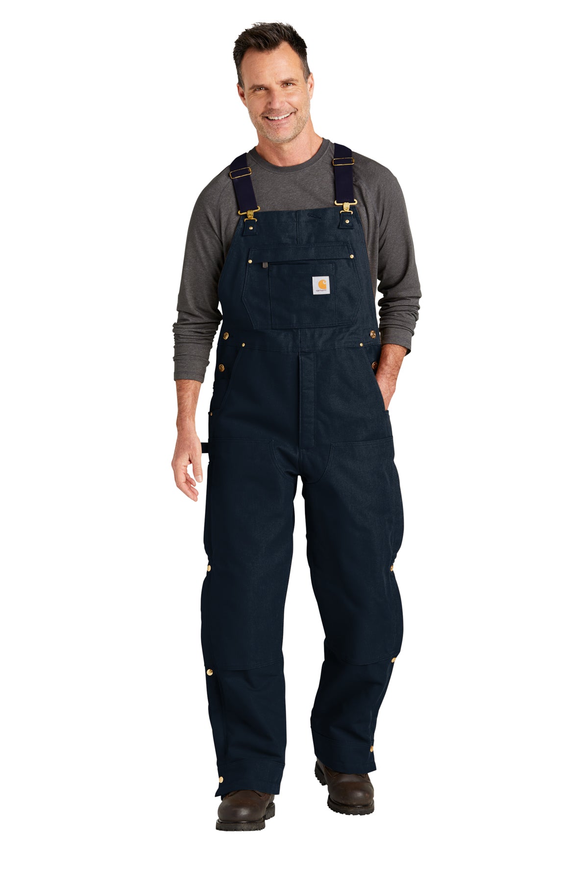 Carhartt® Firm Duck Insulated Bib Overalls Dark Navy