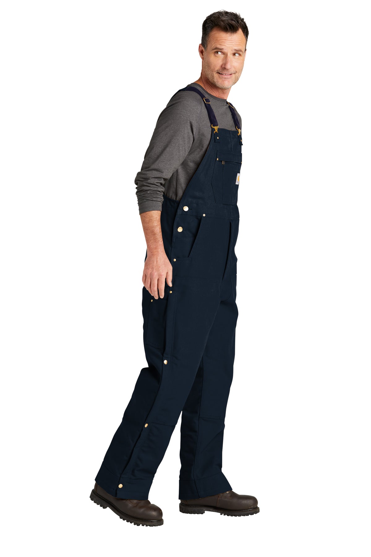 Carhartt® Firm Duck Insulated Bib Overalls Dark Navy